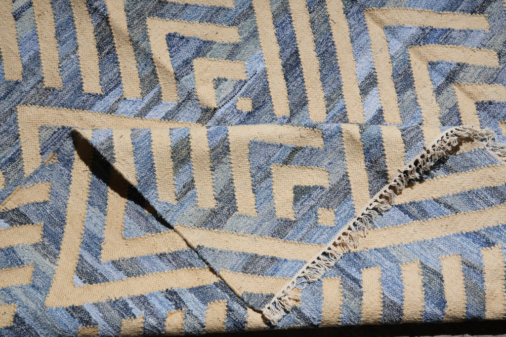 9 x 12 New Handmade Flat Weave Wool Modern Rug Wool and Bamboo Silk  #F-4078