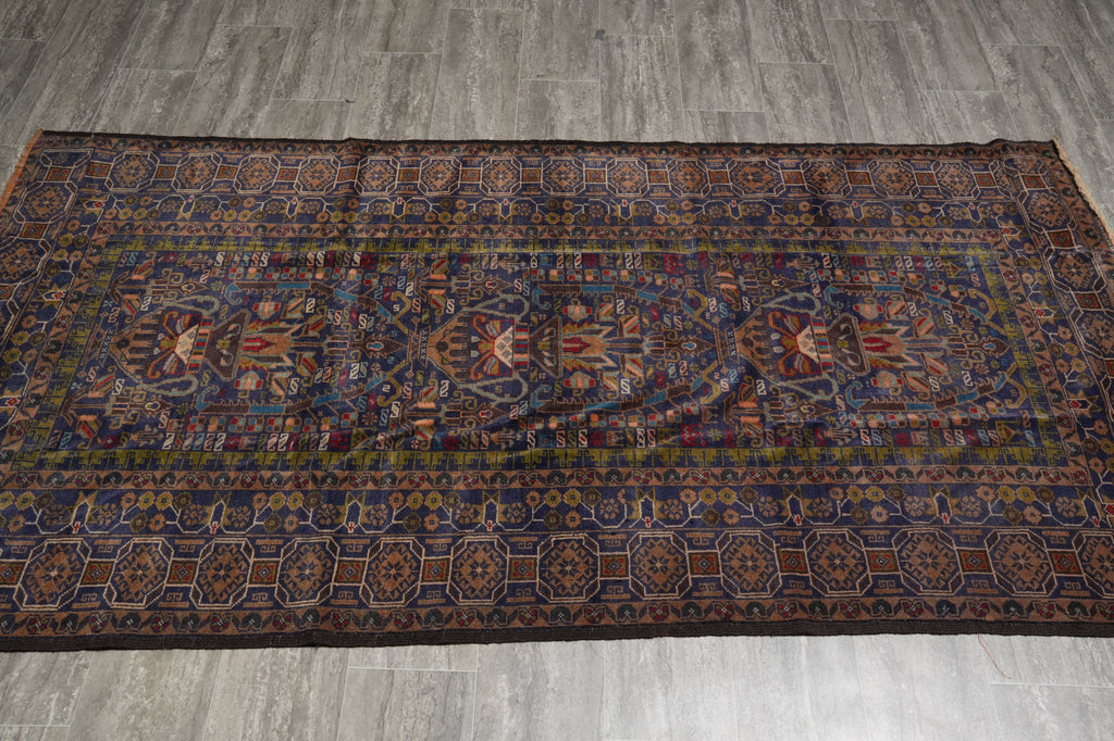 4 x 8 Hand-Knotted Detailed Tribal Rug Afghan Art #F-3252