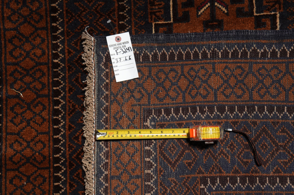 3.7 x 6.6 Hand-Knotted Afghan Herati Wool Rug #F-3241
