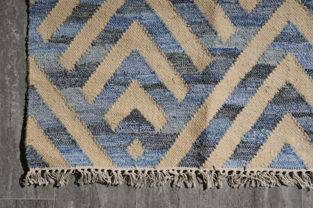 9 x 12 New Handmade Flat Weave Wool Modern Rug Wool and Bamboo Silk  #F-4078