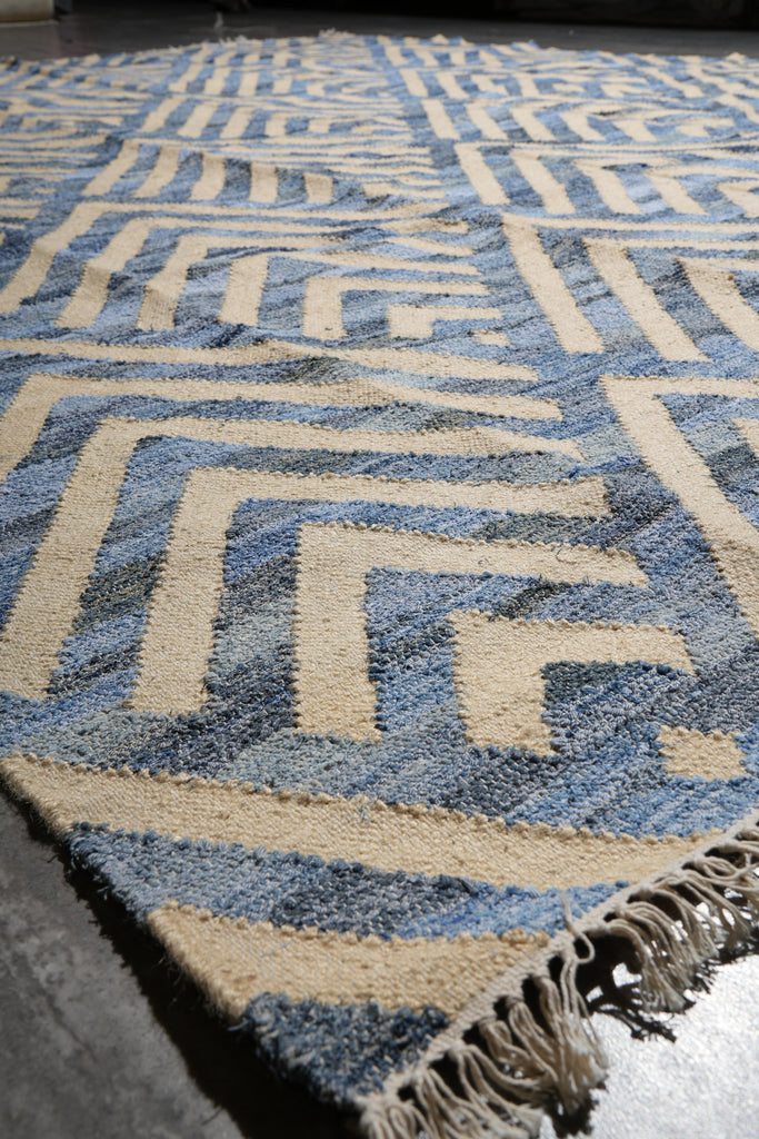 9 x 12 New Handmade Flat Weave Wool Modern Rug Wool and Bamboo Silk  #F-4078