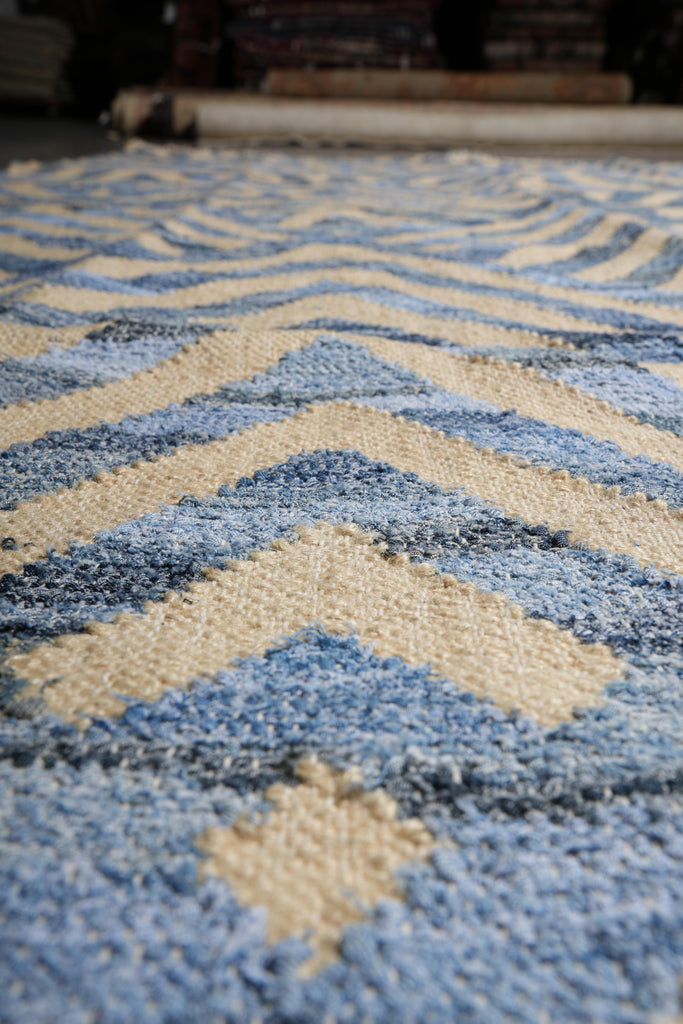 9 x 12 New Handmade Flat Weave Wool Modern Rug Wool and Bamboo Silk  #F-4078