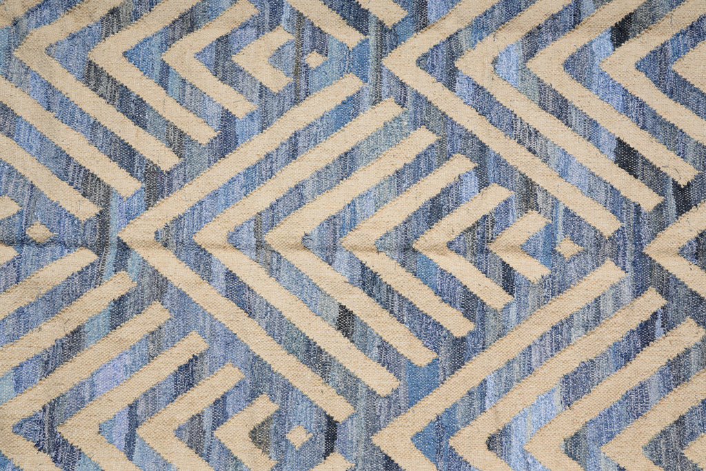 9 x 12 New Handmade Flat Weave Wool Modern Rug Wool and Bamboo Silk  #F-4078