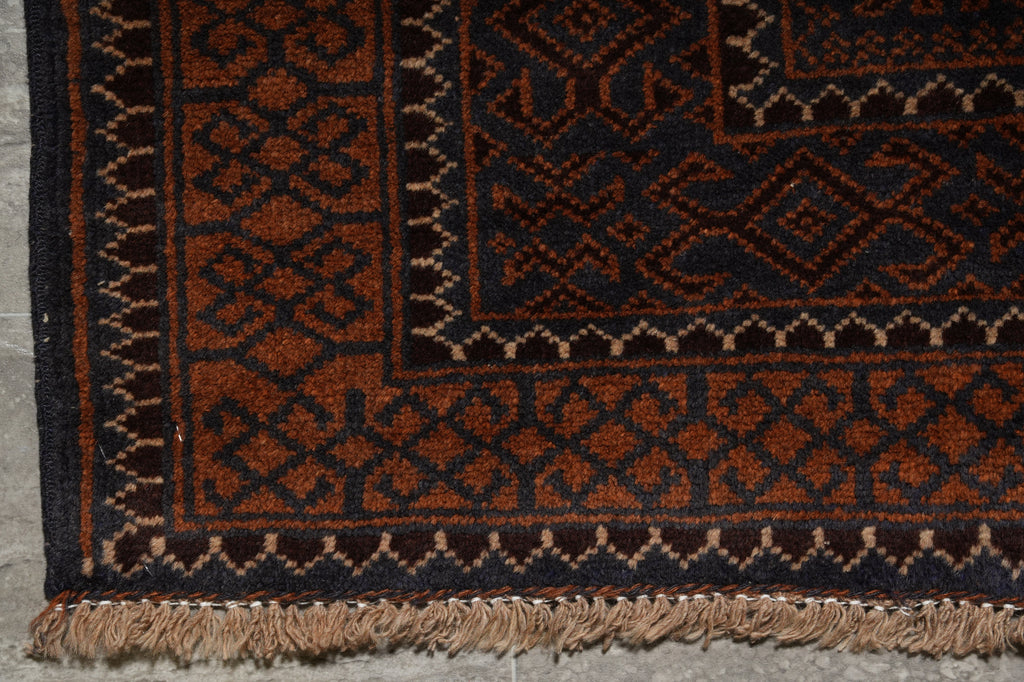 3.7 x 6.6 Hand-Knotted Afghan Herati Wool Rug #F-3241