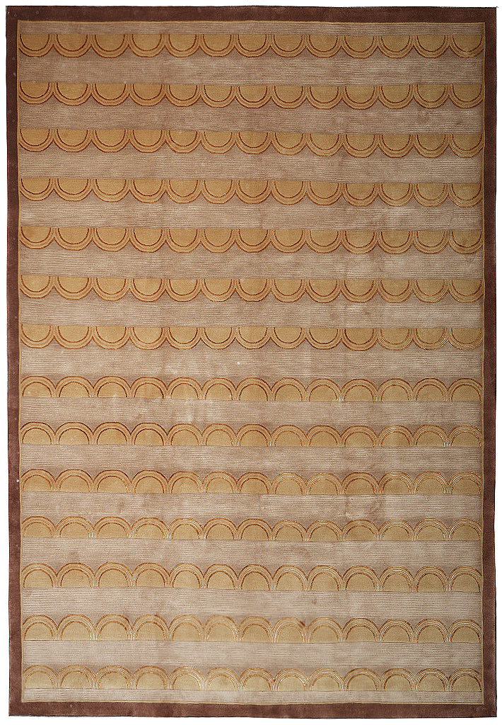 7.9 x 10 New Handmade Rug Wool and Silk Fine Weave Modern Carpet #F-4079