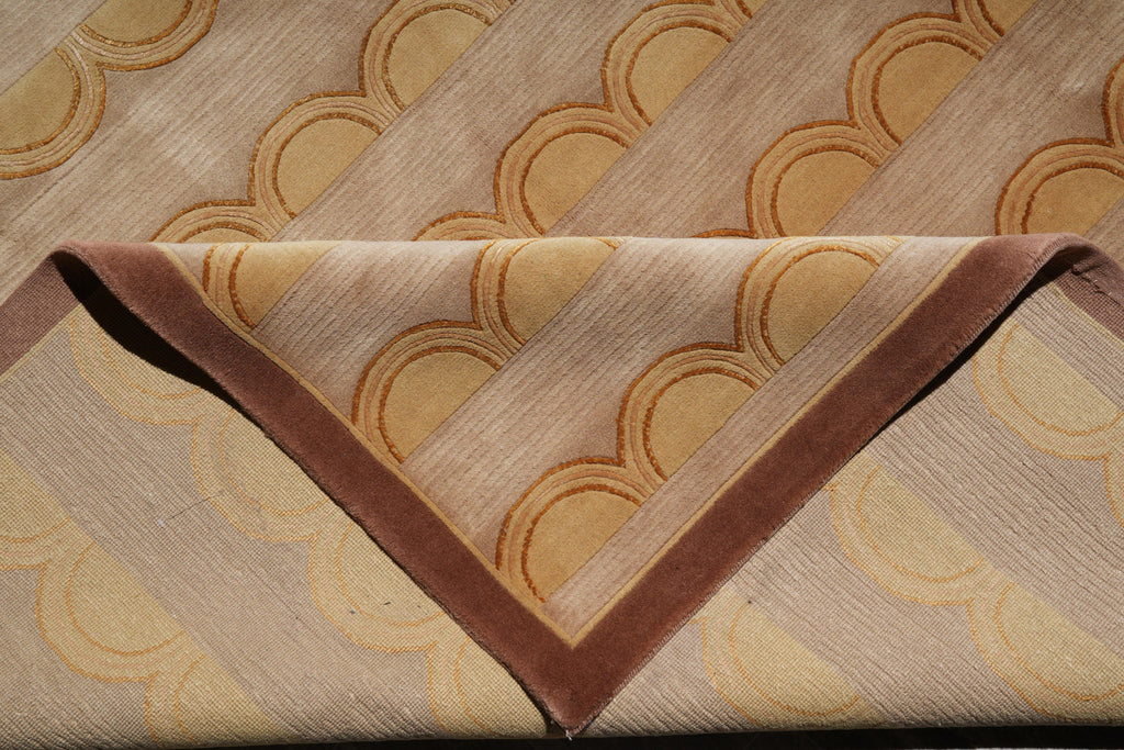 7.9 x 10 New Handmade Rug Wool and Silk Fine Weave Modern Carpet #F-4079