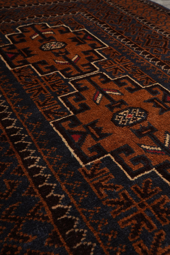 3.7 x 6.6 Hand-Knotted Afghan Herati Wool Rug #F-3241