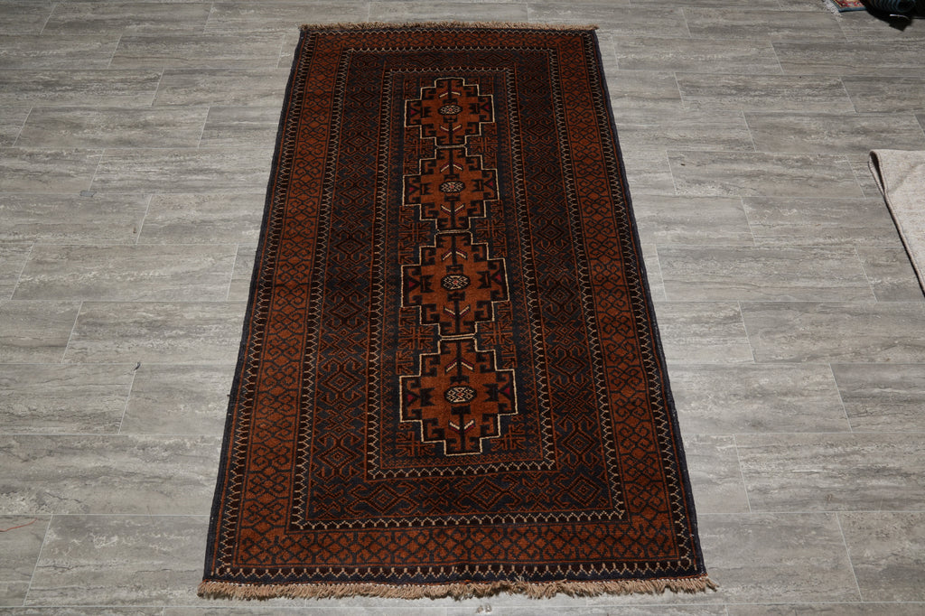 3.7 x 6.6 Hand-Knotted Afghan Herati Wool Rug #F-3241