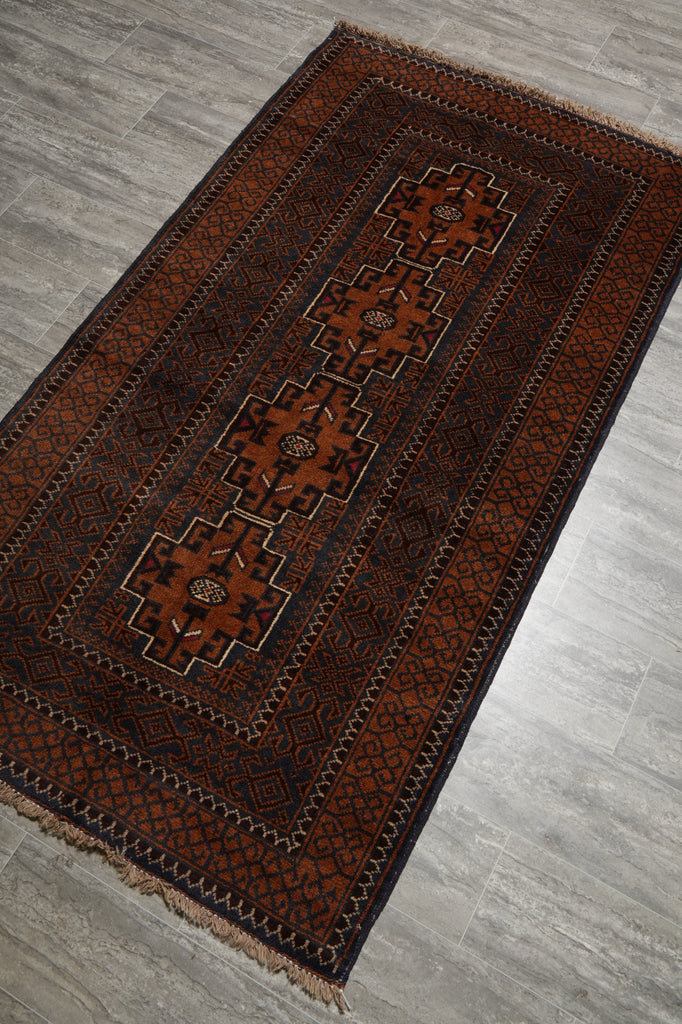 3.7 x 6.6 Hand-Knotted Afghan Herati Wool Rug #F-3241