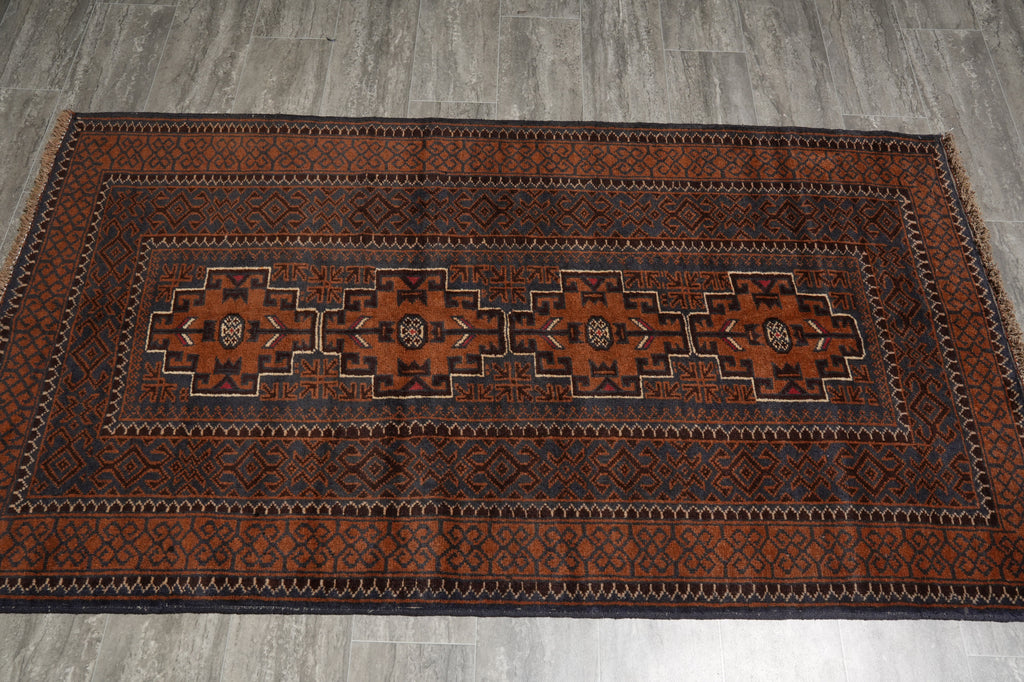 3.7 x 6.6 Hand-Knotted Afghan Herati Wool Rug #F-3241