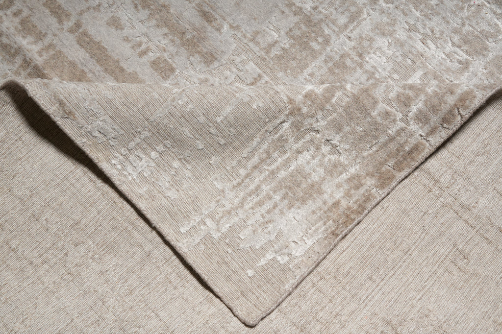 12 x 18 Plain Natural Beige Soft Silky Rug Contempory #F-3291