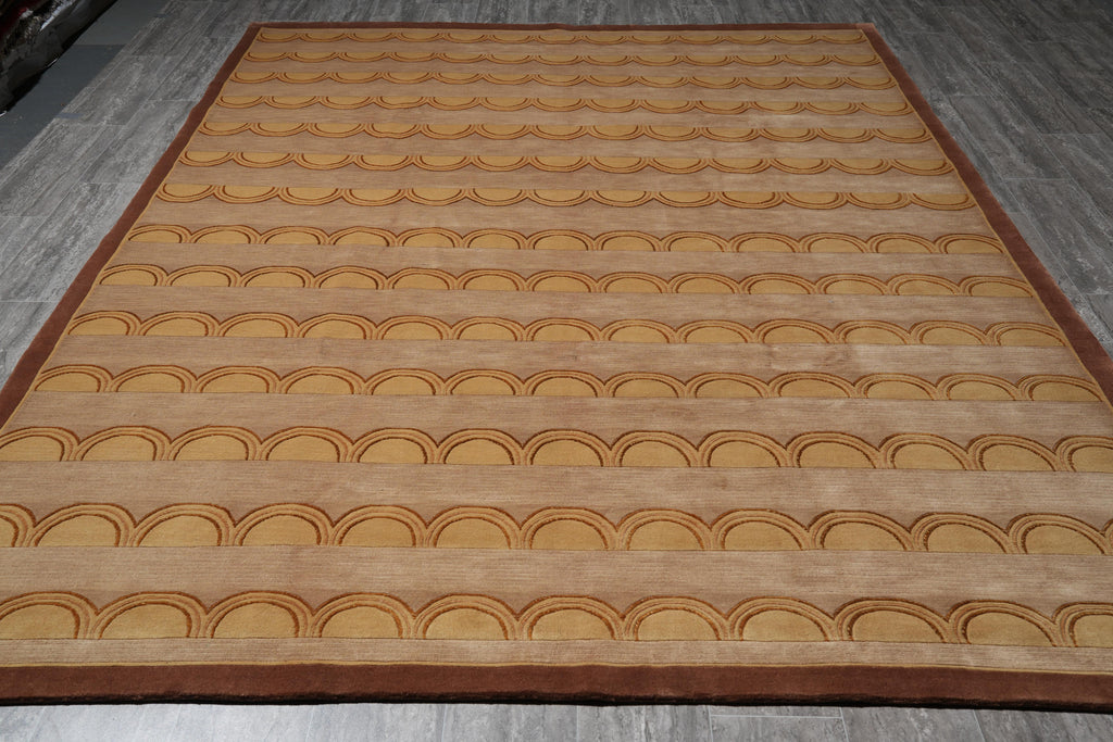 7.9 x 10 New Handmade Rug Wool and Silk Fine Weave Modern Carpet #F-4079