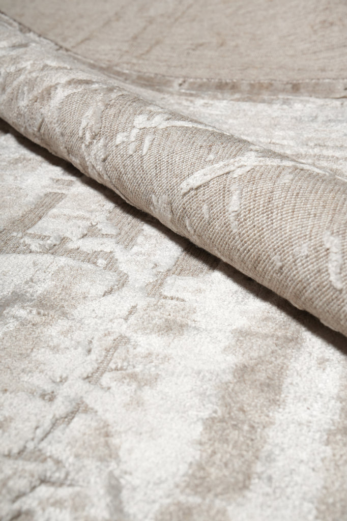 12 x 18 Plain Natural Beige Soft Silky Rug Contempory #F-3291
