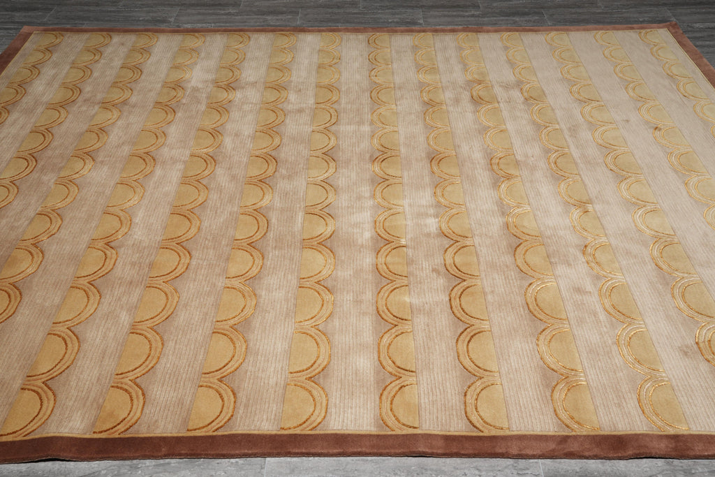 7.9 x 10 New Handmade Rug Wool and Silk Fine Weave Modern Carpet #F-4079