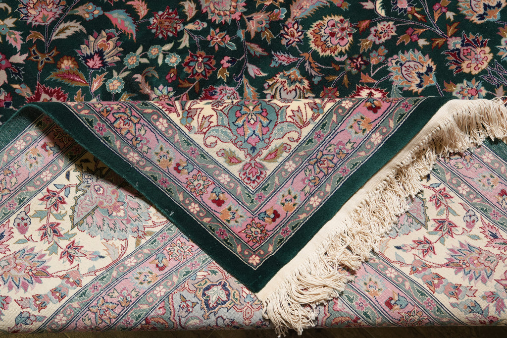 9.3 x 12 Emerald Green  Fine Handmade Pakistan Carpet #PIX-3161