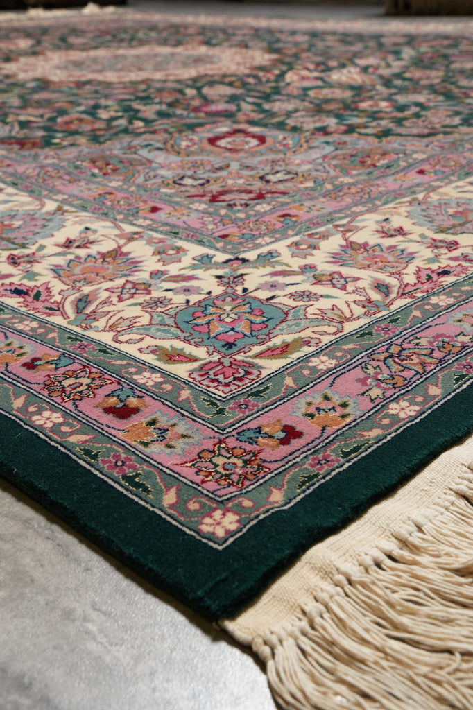 9.3 x 12 Emerald Green  Fine Handmade Pakistan Carpet #PIX-3161