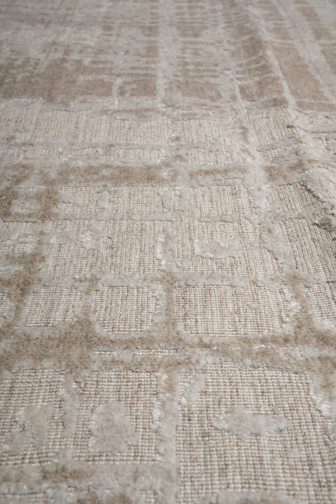 12 x 18 Plain Natural Beige Soft Silky Rug Contempory #F-3291