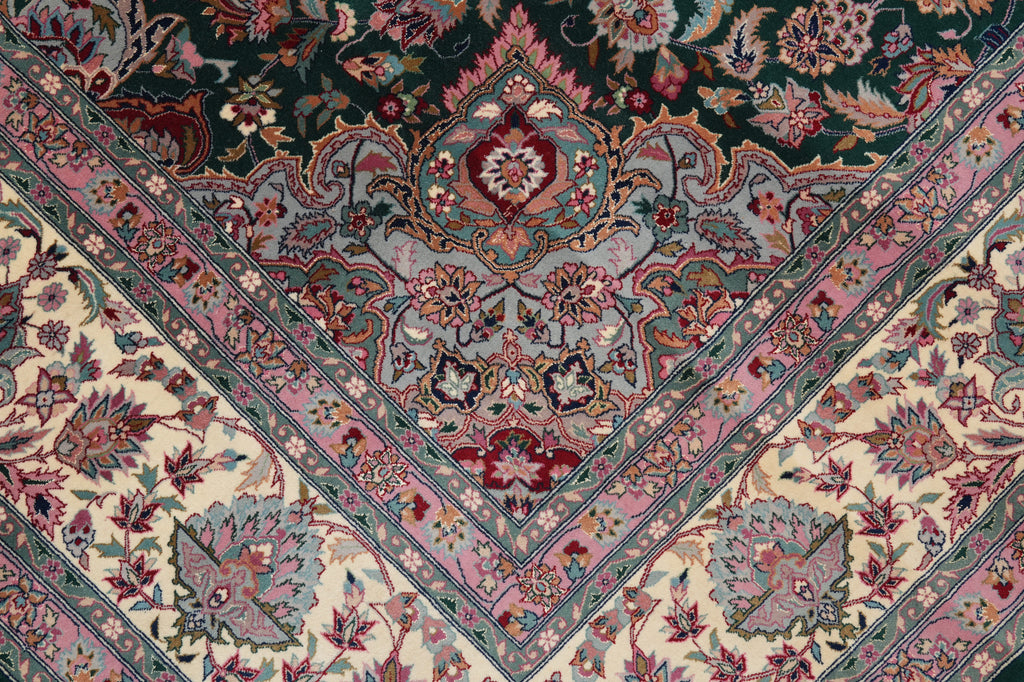 9.3 x 12 Emerald Green  Fine Handmade Pakistan Carpet #PIX-3161