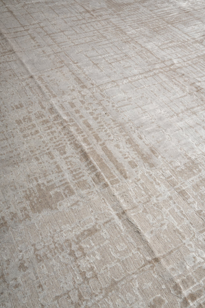 12 x 18 Plain Natural Beige Soft Silky Rug Contempory #F-3291