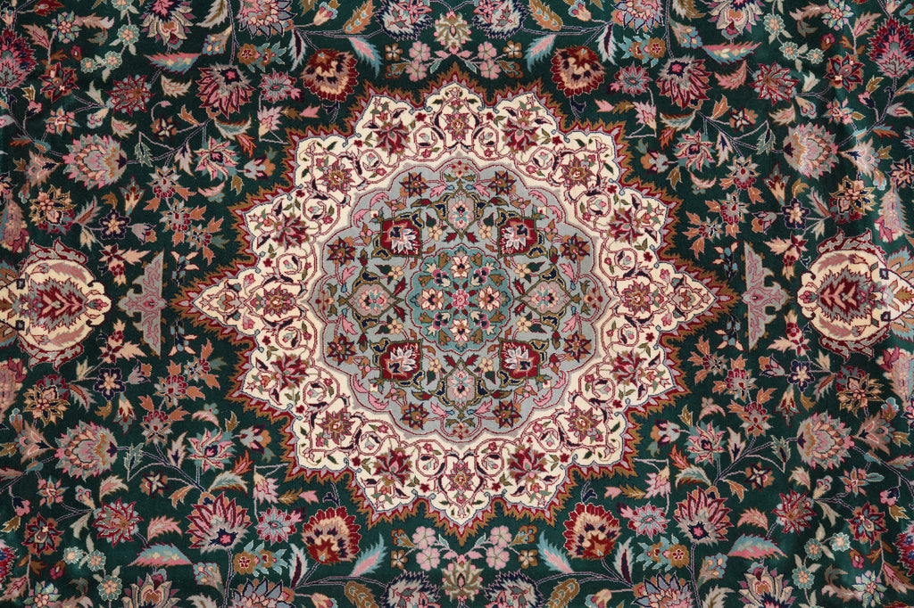 9.3 x 12 Emerald Green  Fine Handmade Pakistan Carpet #PIX-3161