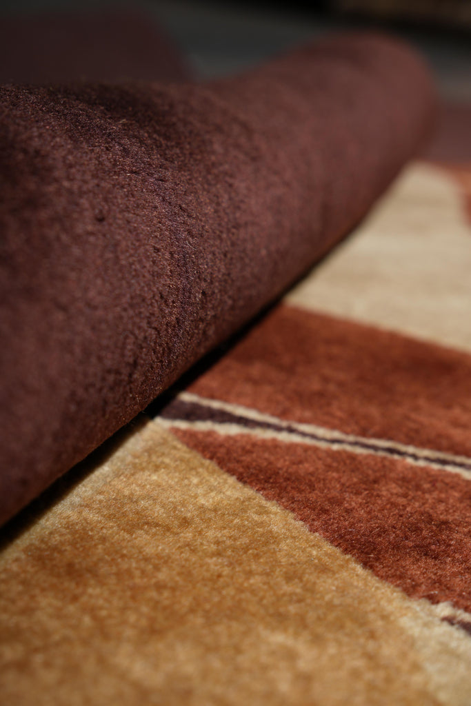 8.0 x 10 Modern Handmade Wool Rug Black Burgundy #F-4080