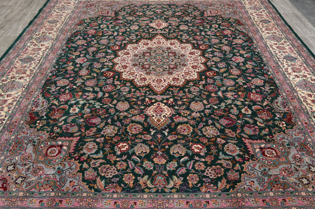 9.3 x 12 Emerald Green  Fine Handmade Pakistan Carpet #PIX-3161