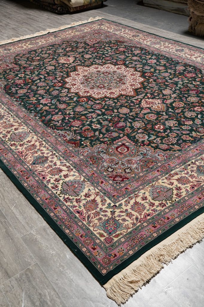 9.3 x 12 Emerald Green  Fine Handmade Pakistan Carpet #PIX-3161