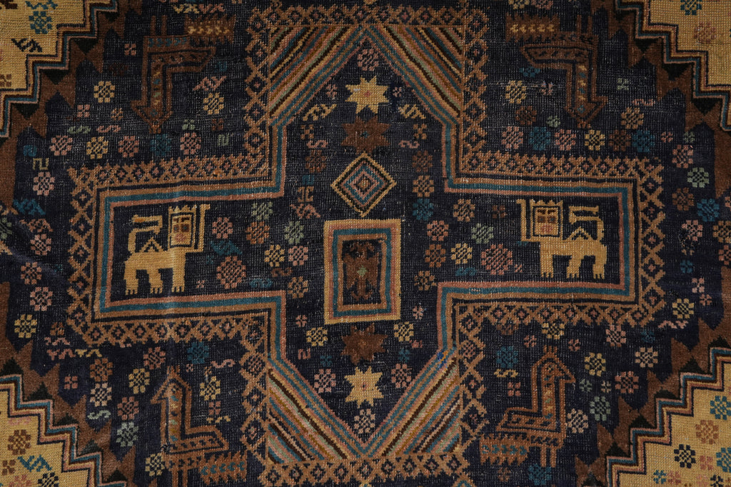 4 x 7 Detailed Animal Motif Tribal Rug Lovely One Of a Kind #F-3251