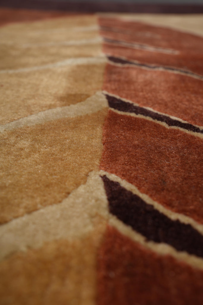 8.0 x 10 Modern Handmade Wool Rug Black Burgundy #F-4080