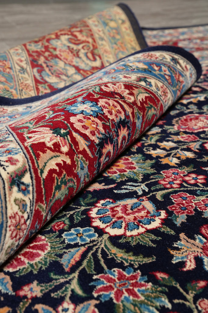 9.1 x 12.6 Fine Handmade Rug Black Colorfull Floral #PIX-14343