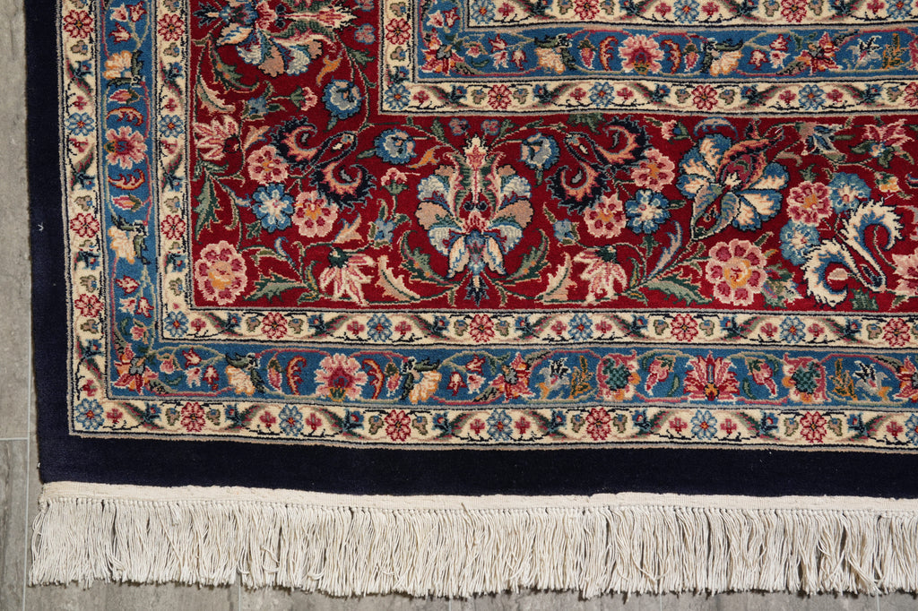 9.1 x 12.6 Fine Handmade Rug Black Colorfull Floral #PIX-14343