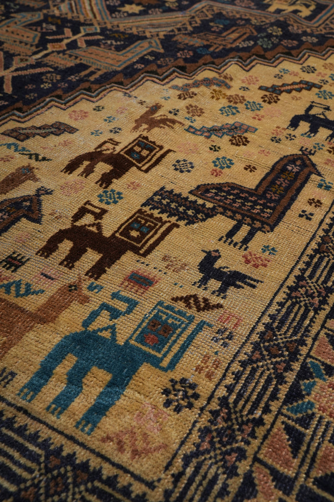 4 x 7 Detailed Animal Motif Tribal Rug Lovely One Of a Kind #F-3251