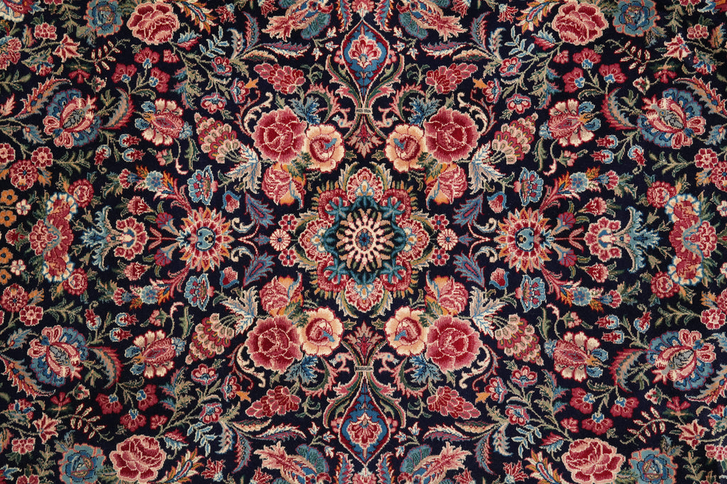9.1 x 12.6 Fine Handmade Rug Black Colorfull Floral #PIX-14343