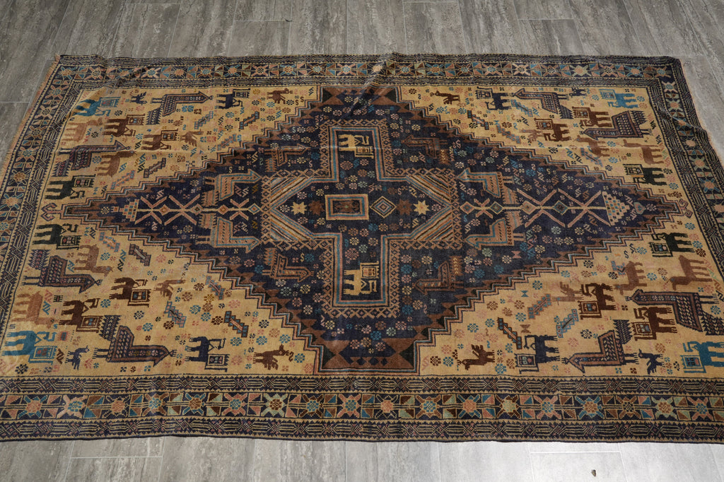4 x 7 Detailed Animal Motif Tribal Rug Lovely One Of a Kind #F-3251