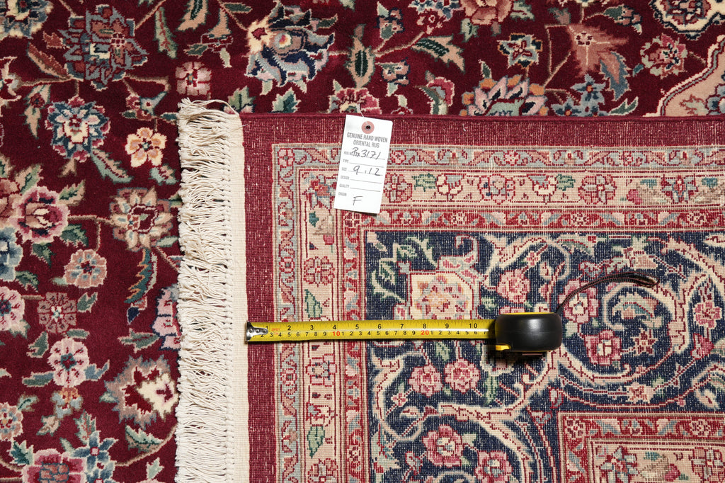 9 x 12 Fine Quality Wool and Silk Carpet Rich Burgundy #PIX-3171