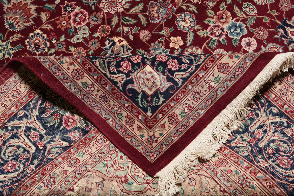 9 x 12 Fine Quality Wool and Silk Carpet Rich Burgundy #PIX-3171