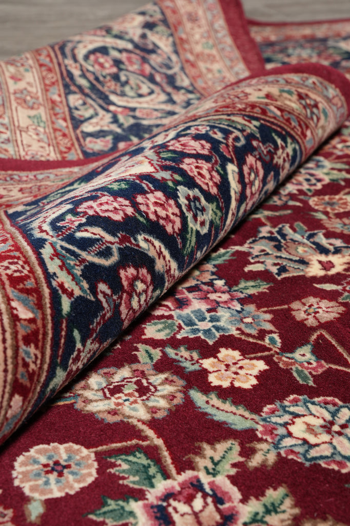 9 x 12 Fine Quality Wool and Silk Carpet Rich Burgundy #PIX-3171