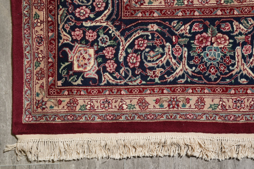 9 x 12 Fine Quality Wool and Silk Carpet Rich Burgundy #PIX-3171