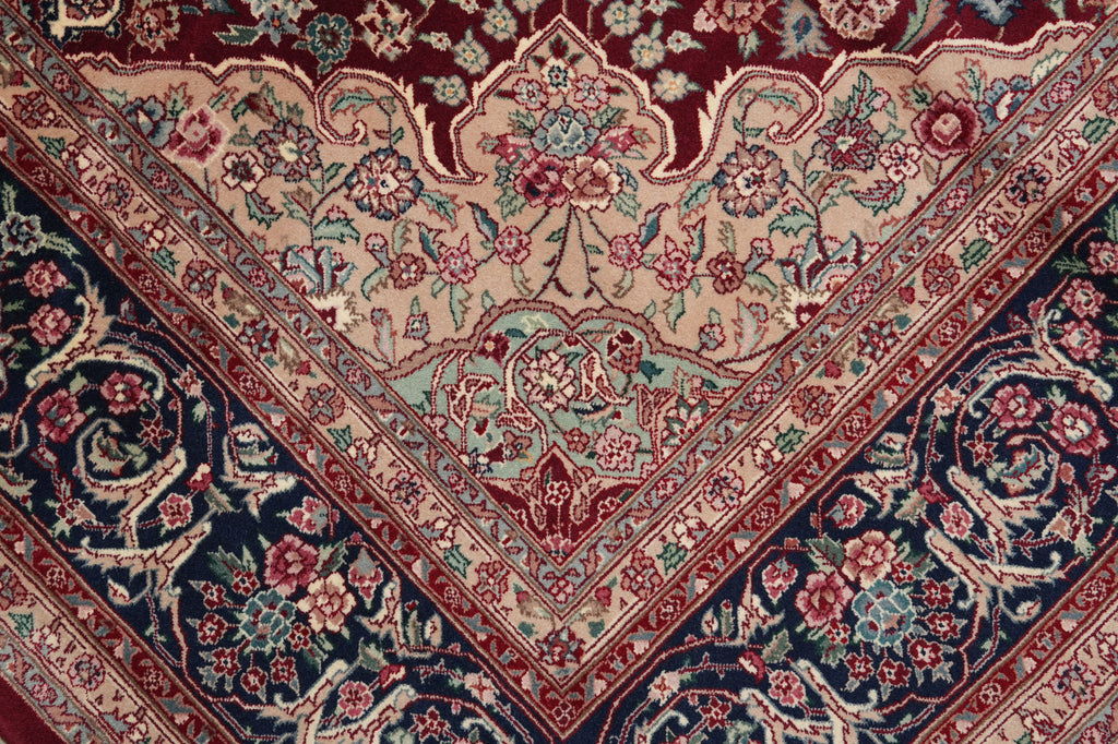 9 x 12 Fine Quality Wool and Silk Carpet Rich Burgundy #PIX-3171