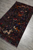 Load image into Gallery viewer, 3.9 x 7 Dark Animal Motif Village Tribal Rug #F-3240