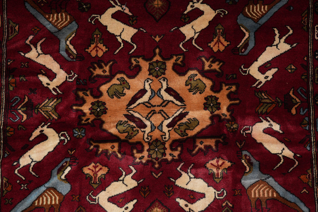 4.4 x 6.7 Afghan Tribal Animal Motif Rug #F-3257