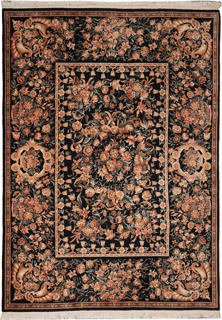 9 x 12 New Handmade Quality Rug Black French #PIX-15222