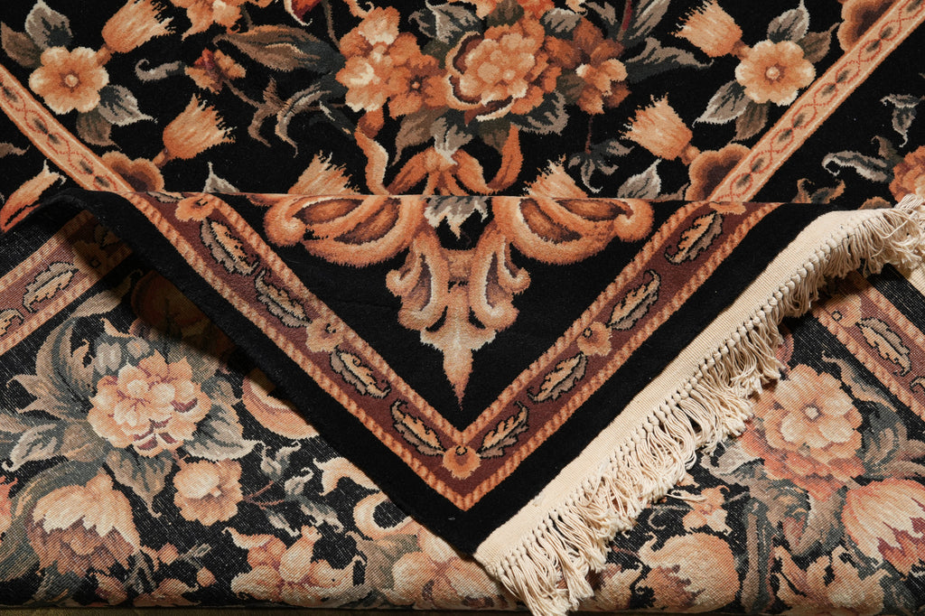 9 x 12 New Handmade Quality Rug Black French #PIX-15222