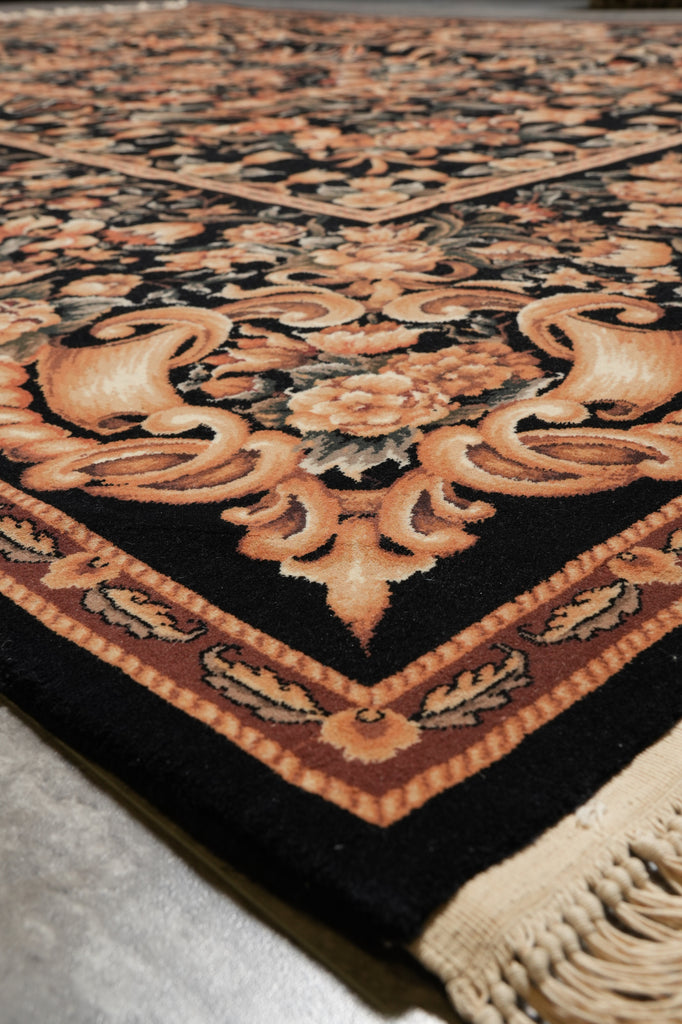 9 x 12 New Handmade Quality Rug Black French #PIX-15222