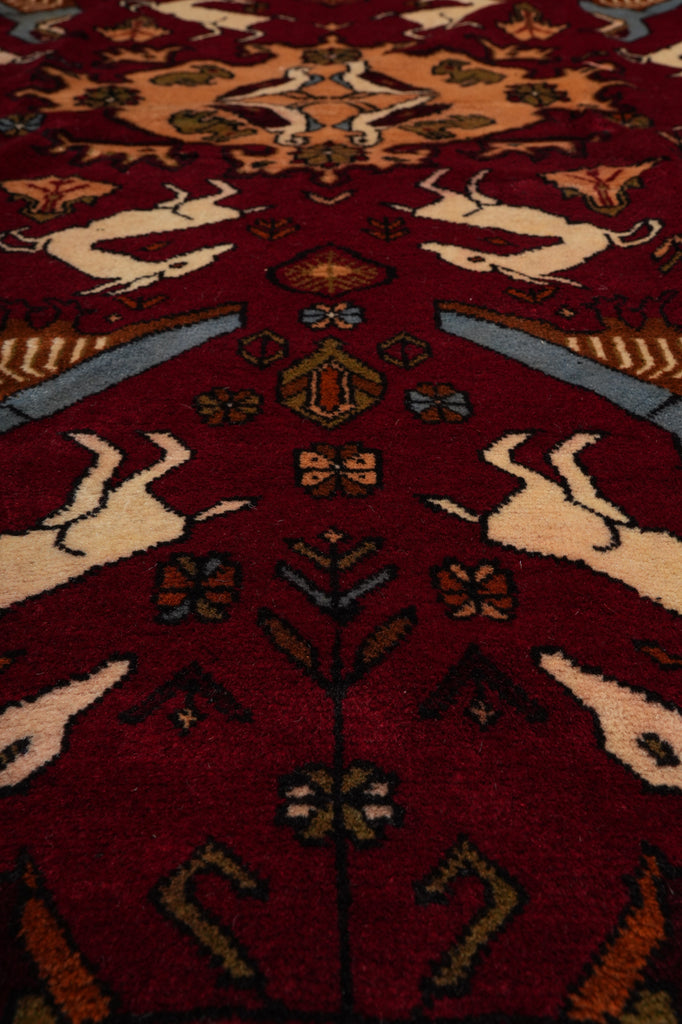 4.4 x 6.7 Afghan Tribal Animal Motif Rug #F-3257