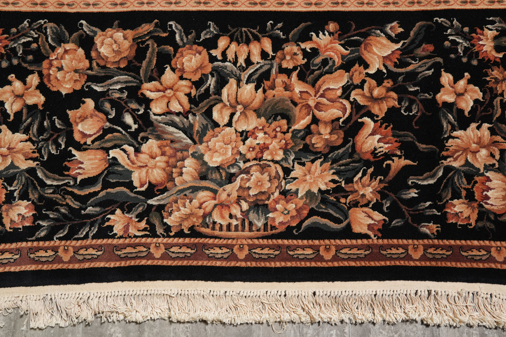 9 x 12 New Handmade Quality Rug Black French #PIX-15222