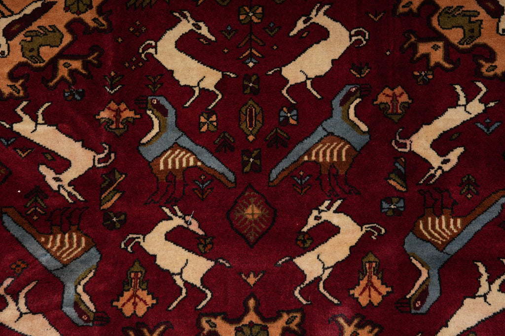 4.4 x 6.7 Afghan Tribal Animal Motif Rug #F-3257