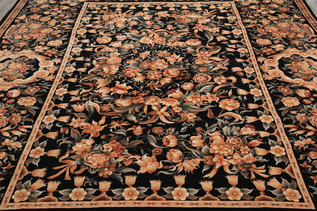 9 x 12 New Handmade Quality Rug Black French #PIX-15222
