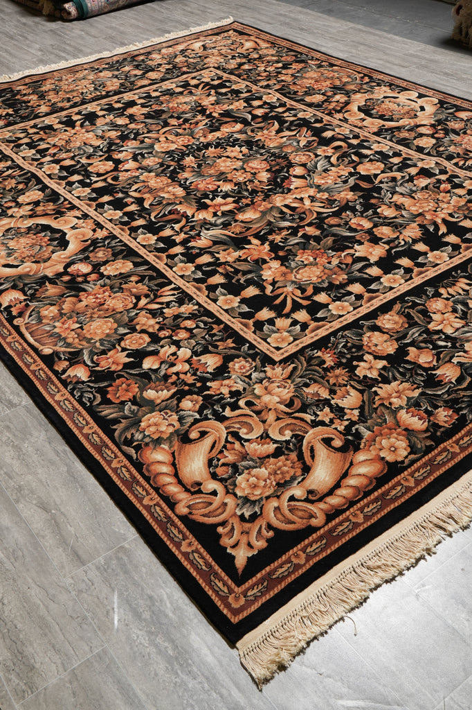 9 x 12 New Handmade Quality Rug Black French #PIX-15222