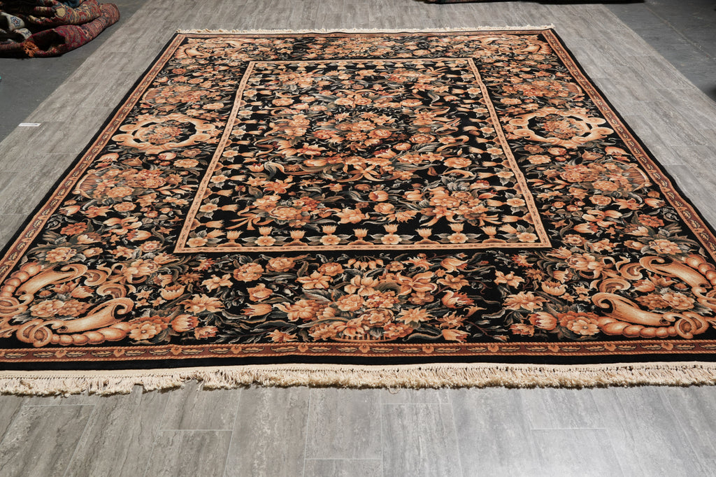 9 x 12 New Handmade Quality Rug Black French #PIX-15222